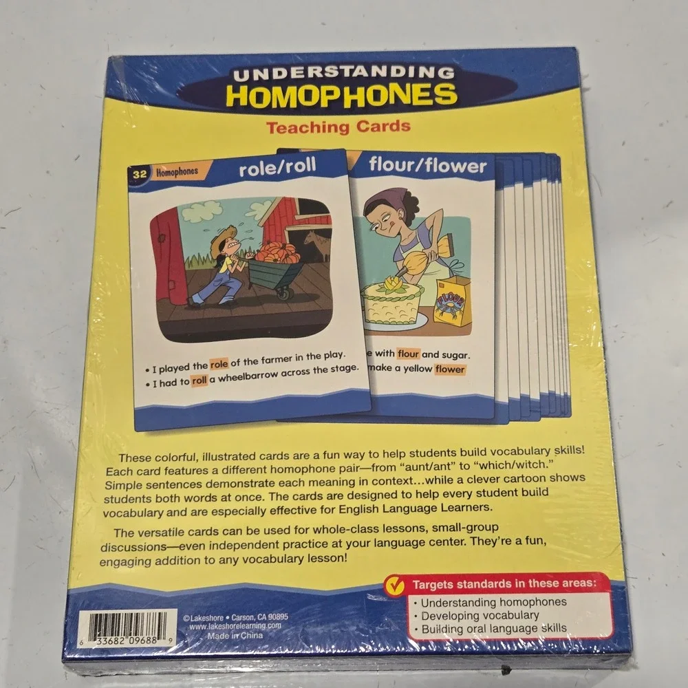Lakeshore Understanding Homophones Teaching Cards LL397 40 Illustrated Cards New